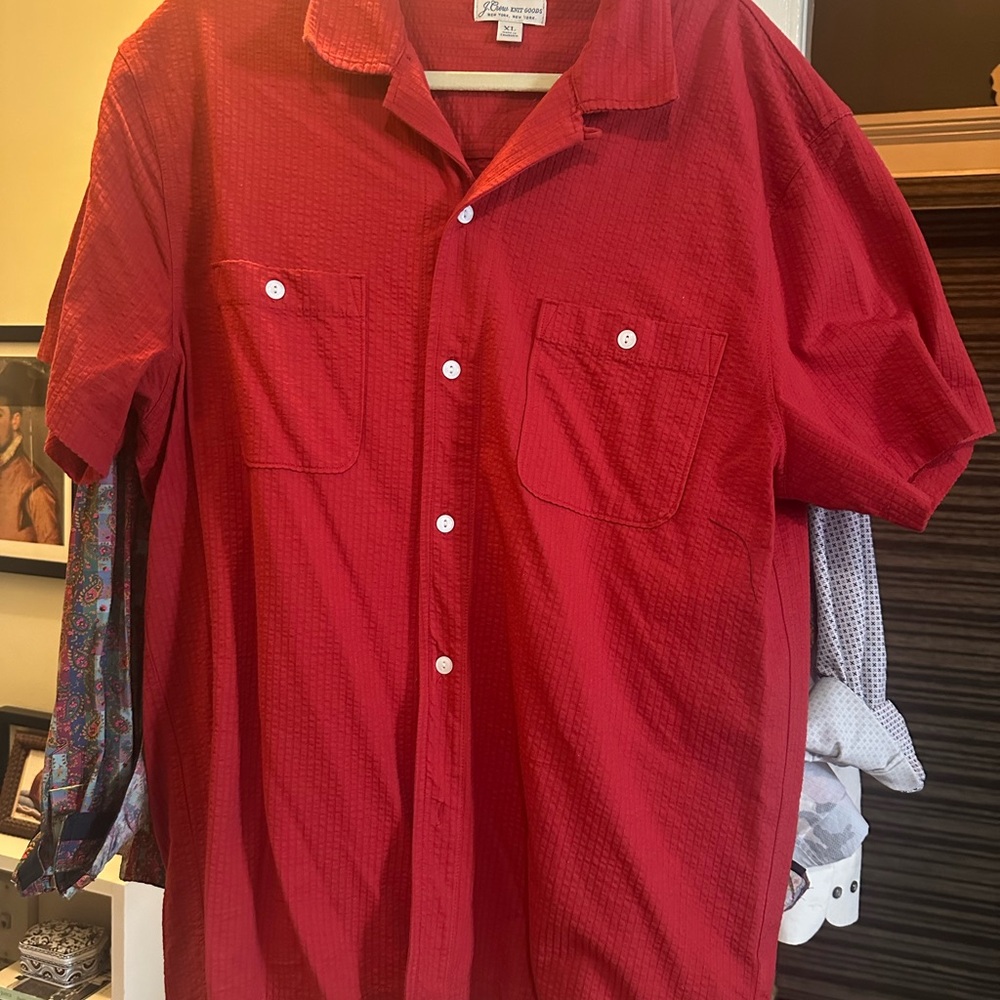 J. Crew Red Casual Button Down Shirt